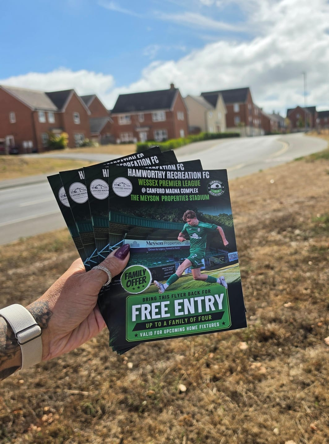 Hamworthy Recreation FC leaflets being delivered on a local residential route